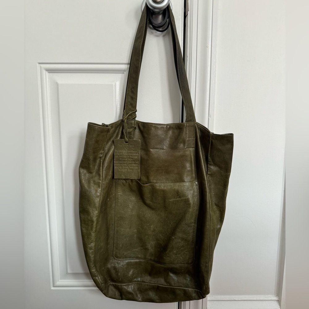 Buttery Soft Green Latico Leather Tote Bag